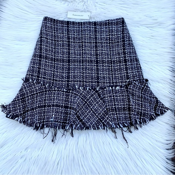 NWT Francesca’s Darla Raw Hem Tweed Mini Skirt S - Picture 8 of 11